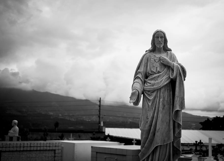 Jesus Christ statue, cemetery, death, passion, easter, religion, HD wallpaper