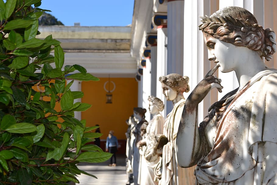 Sissi, Palace, Corfu, statue, history, outdoors, built structure HD wallpaper