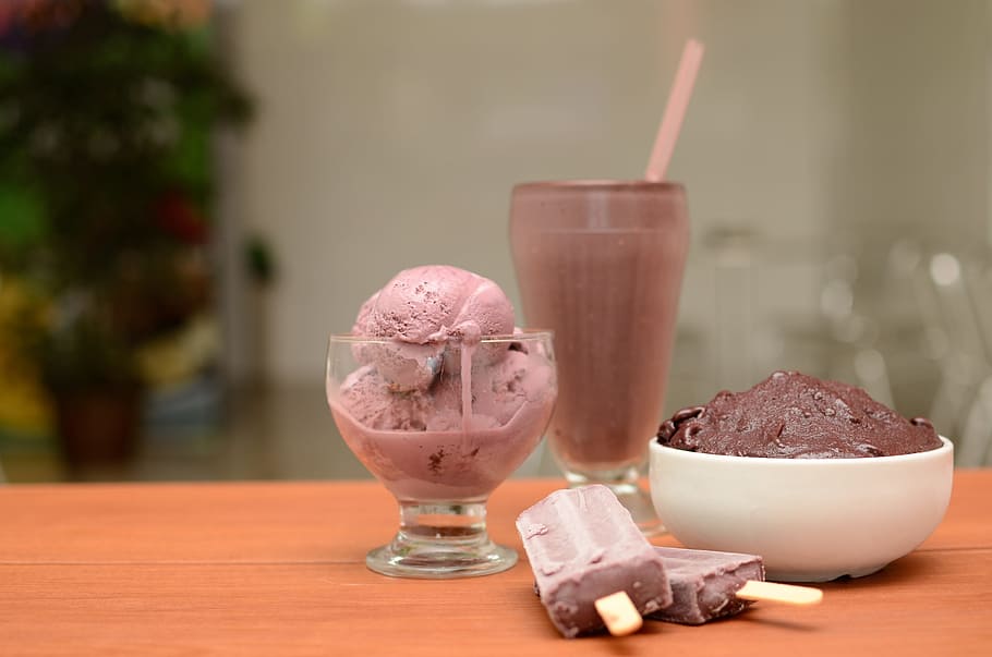 ice cream on glass bowl and popsicles, gelato, summer, brazil, HD wallpaper
