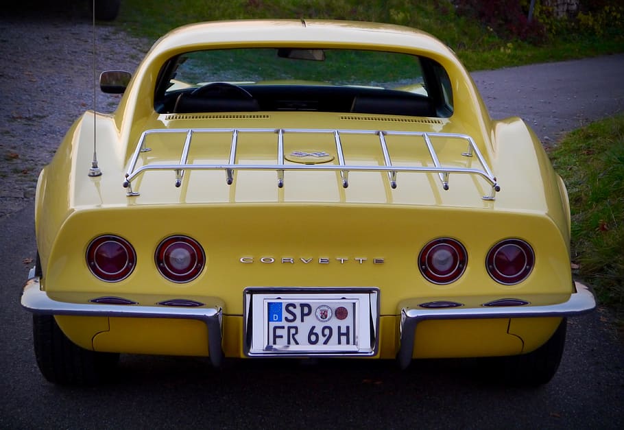 Corvette, Oldtimer, Auto, Historically, vehicle, yellow, classic HD wallpaper