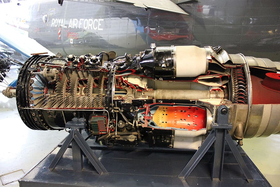 Online crop | HD wallpaper: gray and red jet engine, internals ...