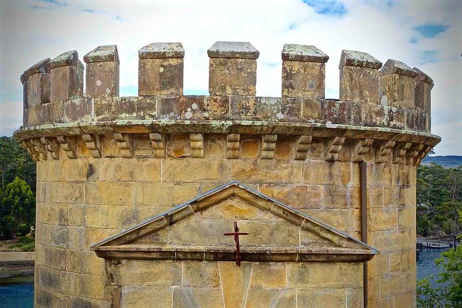 brown brick castle tower, turret, fortification, architecture HD wallpaper