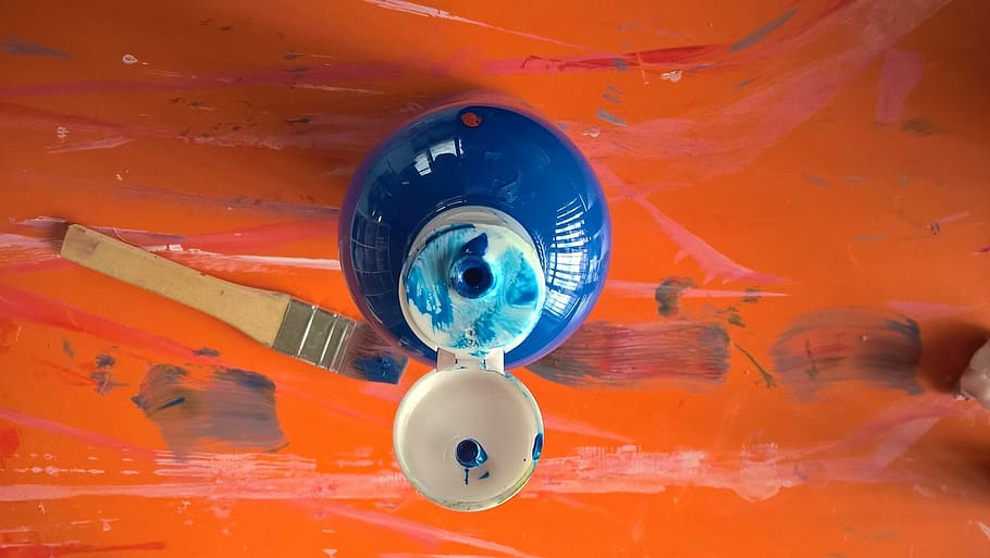 arts, paint, school, equipment, orange color, no people, indoors HD wallpaper