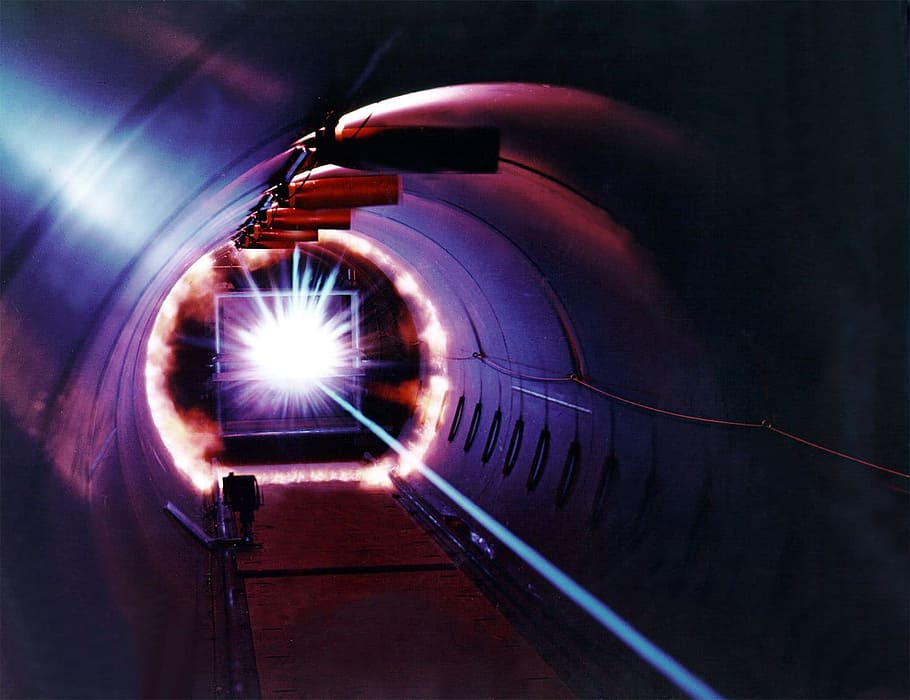 light passing though board tunnel, laser, laser light, research, HD wallpaper