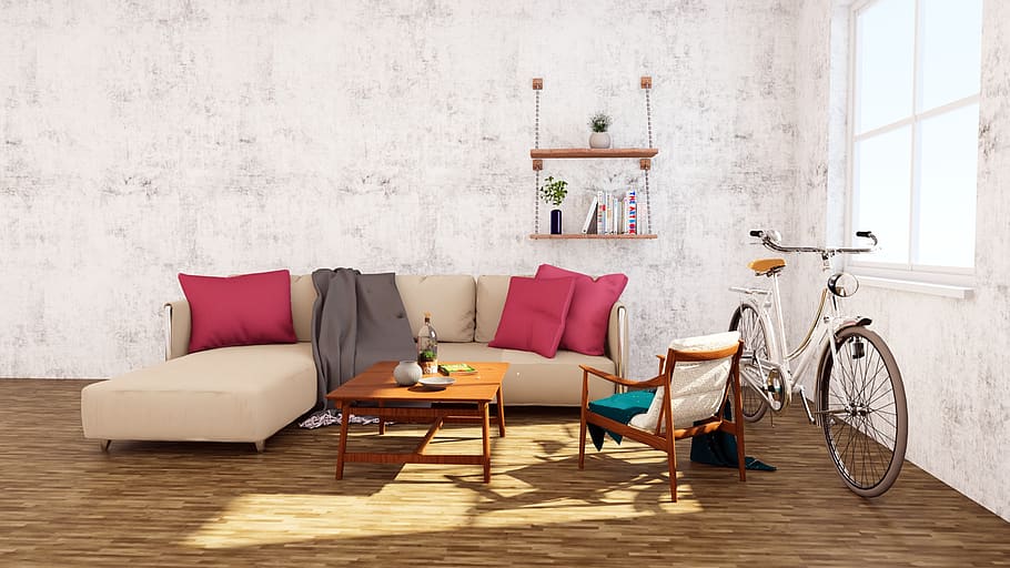 interior, sofa, table, bicycle, wood, chair, indoors, seat HD wallpaper