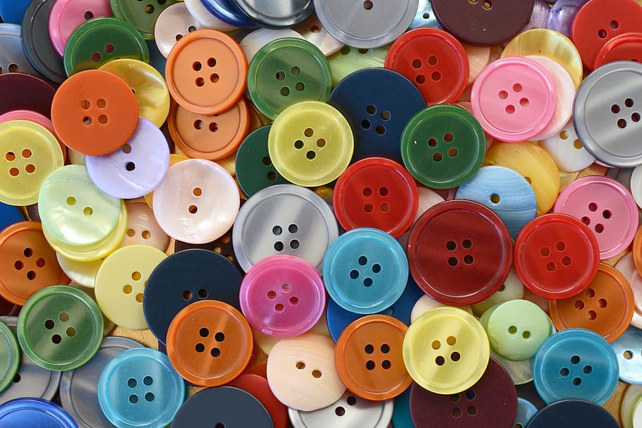 assorted-color button lot, buttons, hand labor, sew on, colorful, HD wallpaper