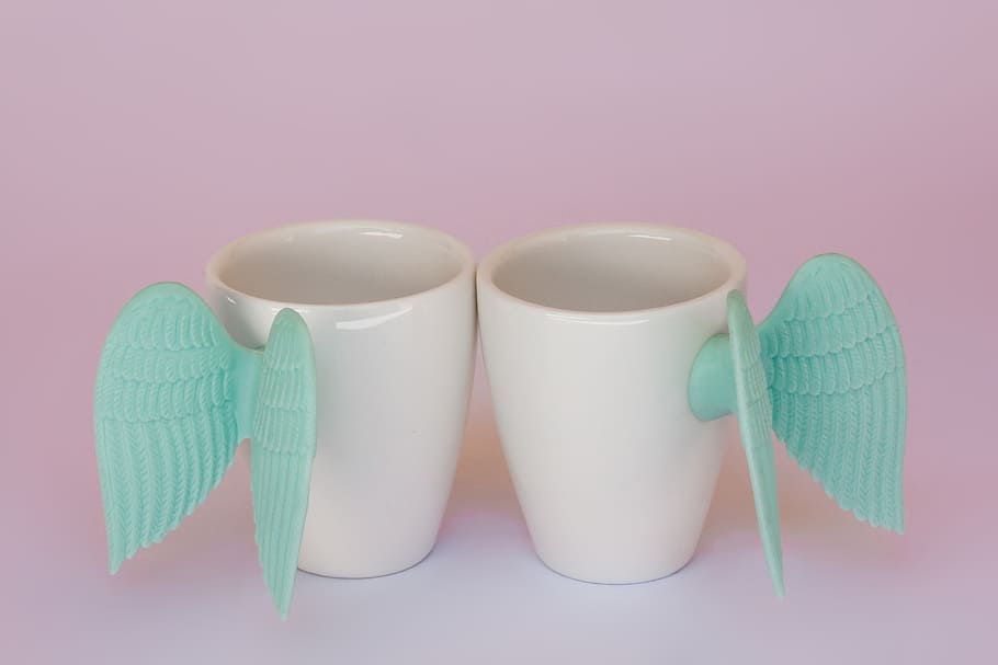 cup, wing, turquoise, silicone, symbolic, porcelain, studio shot HD wallpaper