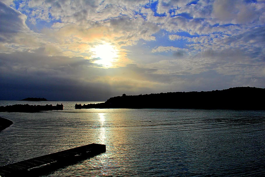 sea, view, twilight, sky, water, cloud - sky, scenics - nature HD wallpaper