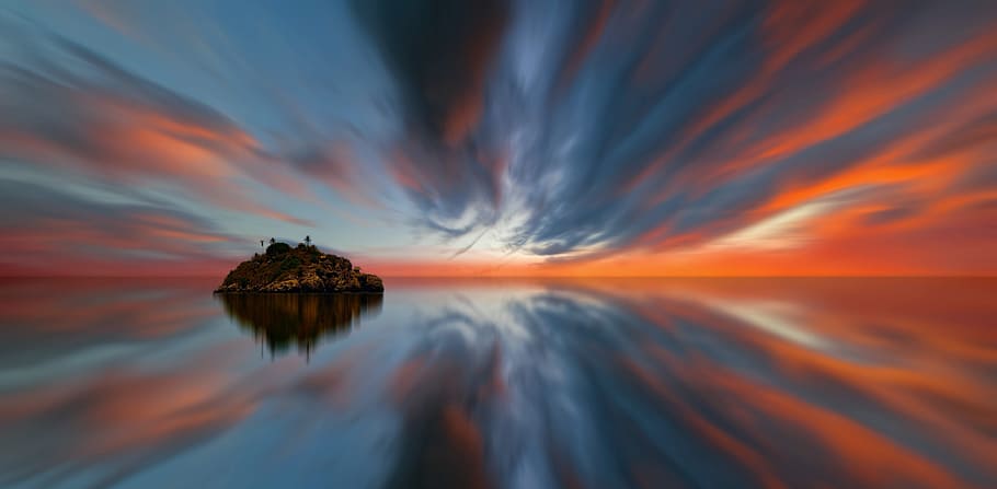 sunset, sky, waters, panorama, evening, color, dusk, ocean HD wallpaper
