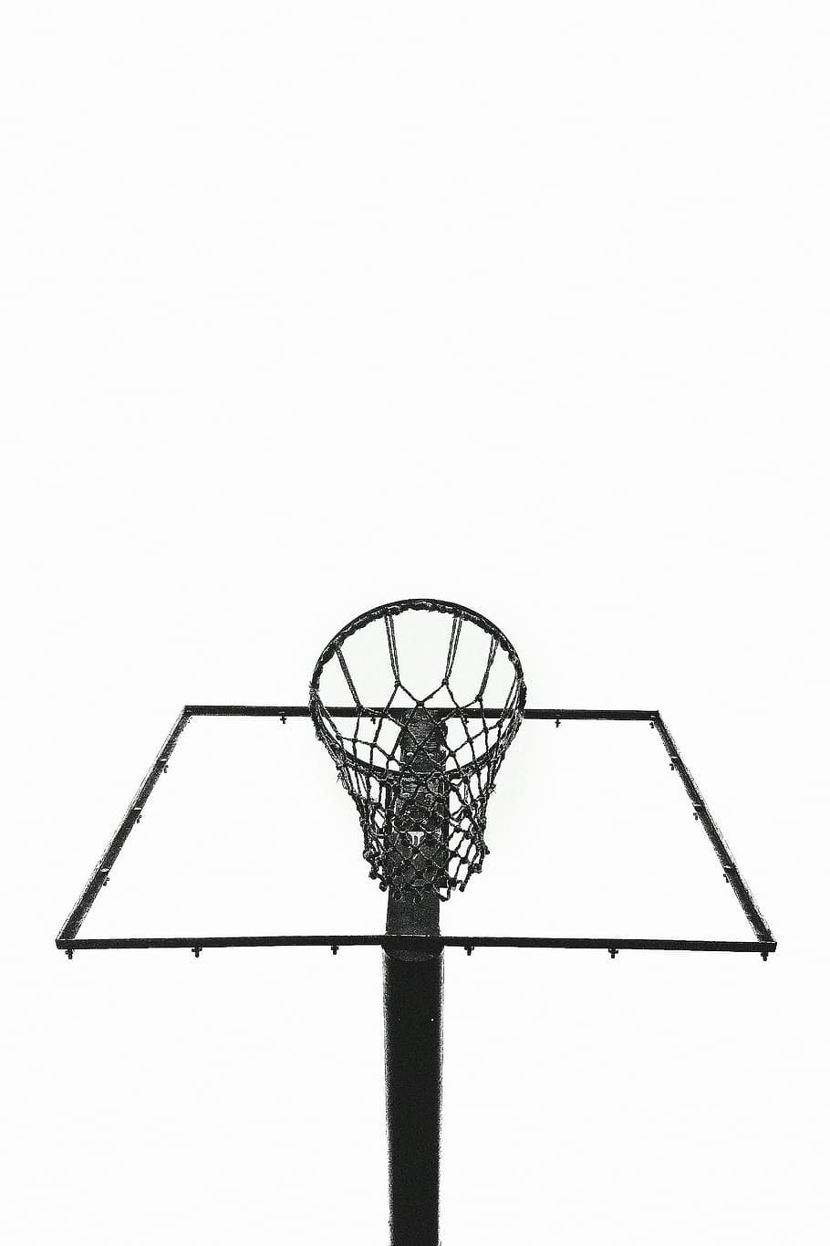 black basketball hoop, steel, framed, net, hoops, fitness, sports