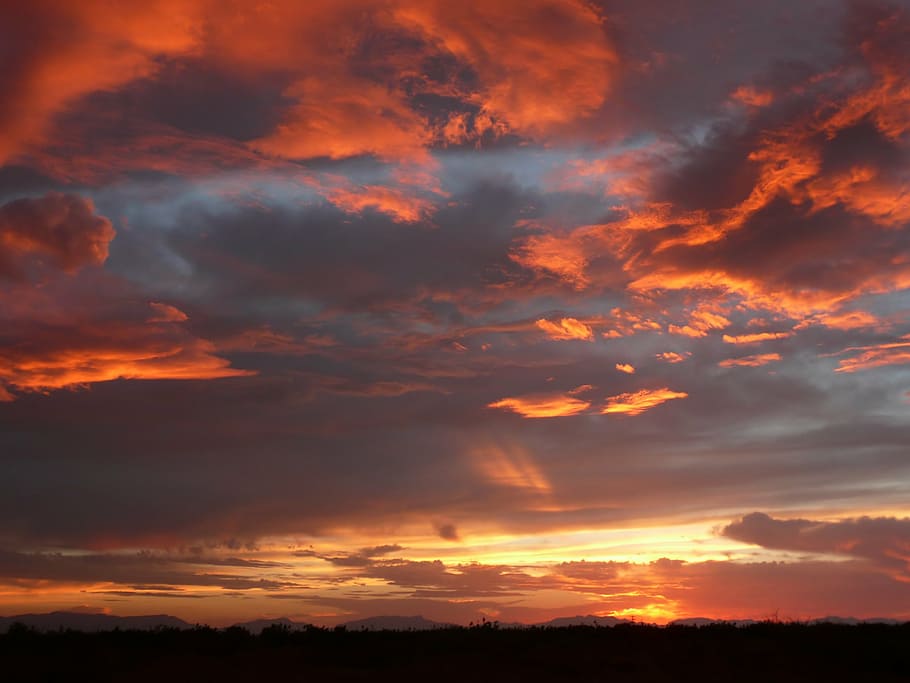 sunset, evening, clouds, sky, afterglow, dusk, evening sky HD wallpaper