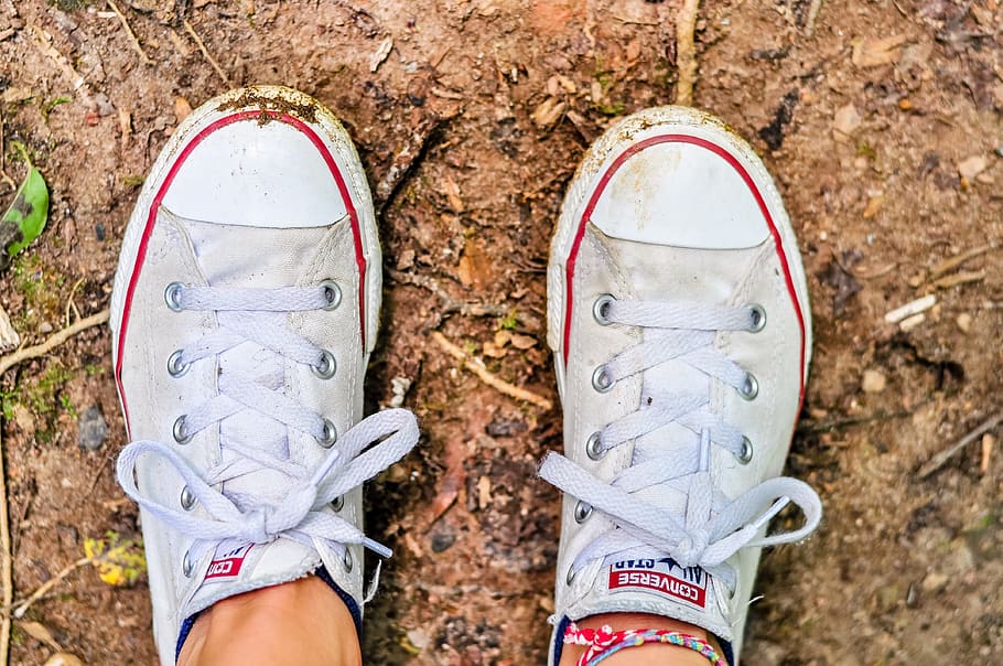 person wearing white Converse All-Star low-top sneakers, Converse, Shoes, HD wallpaper