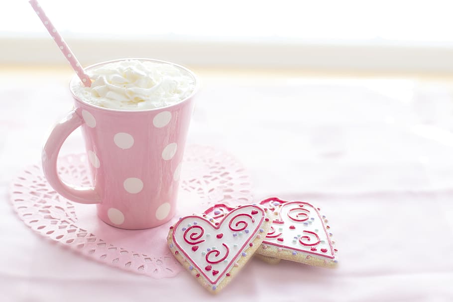 food, love, heart, coffee, beverage, chocolate, cocoa, cookies HD wallpaper