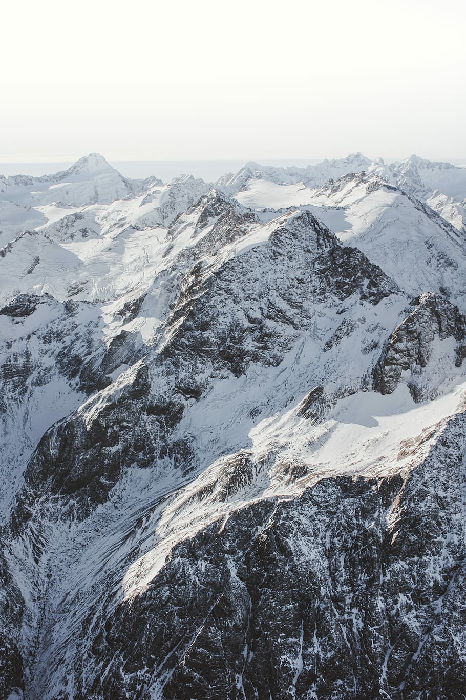 aerial view of mountain, aerial view of mountain covered with snow HD wallpaper