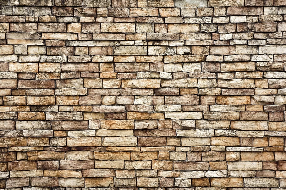brown brick wall, damme, stone wall, pattern, texture, cube HD wallpaper