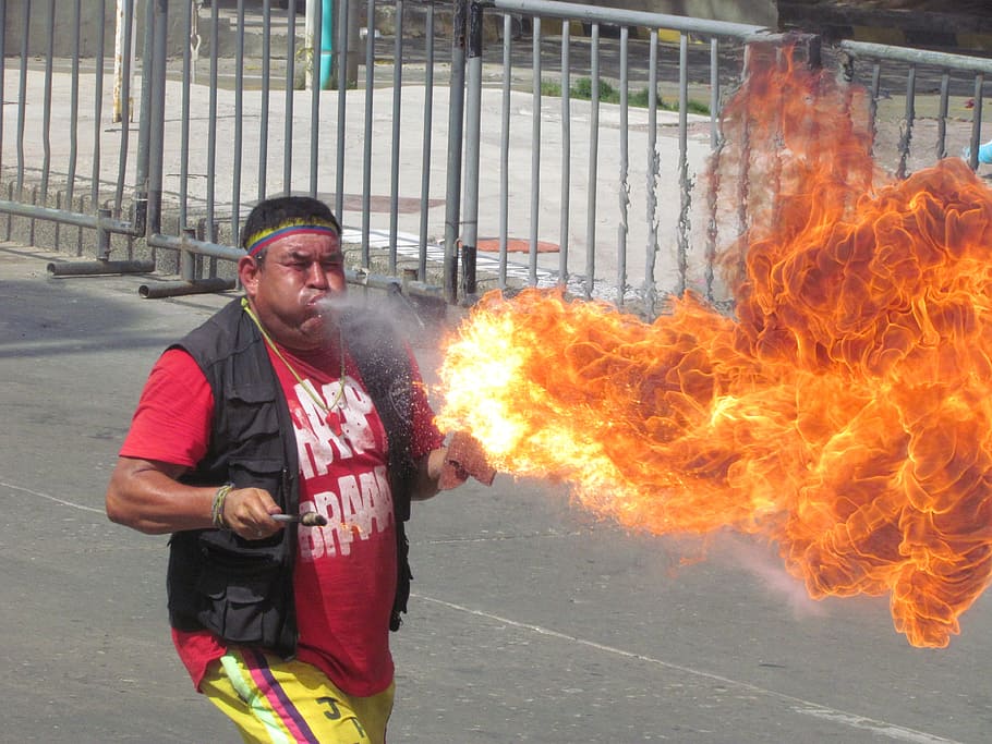 fire, carnival, movement, one person, fire - natural phenomenon HD wallpaper