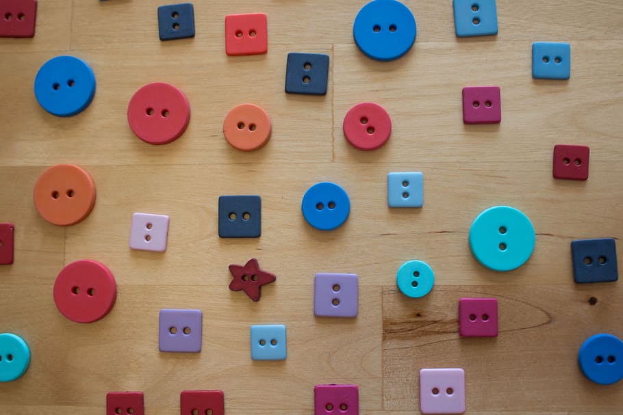 buttons, forms, colors, red, blue, multi colored, text, letter HD wallpaper