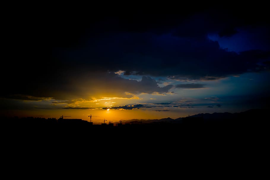 landscape photography of sunset, untitled, night, dark, sunrise, HD wallpaper