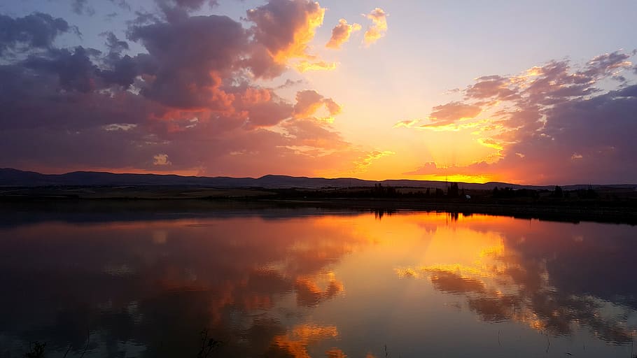 beach, dawn, dusk, evening, landscape, light, ocean, reflection HD wallpaper