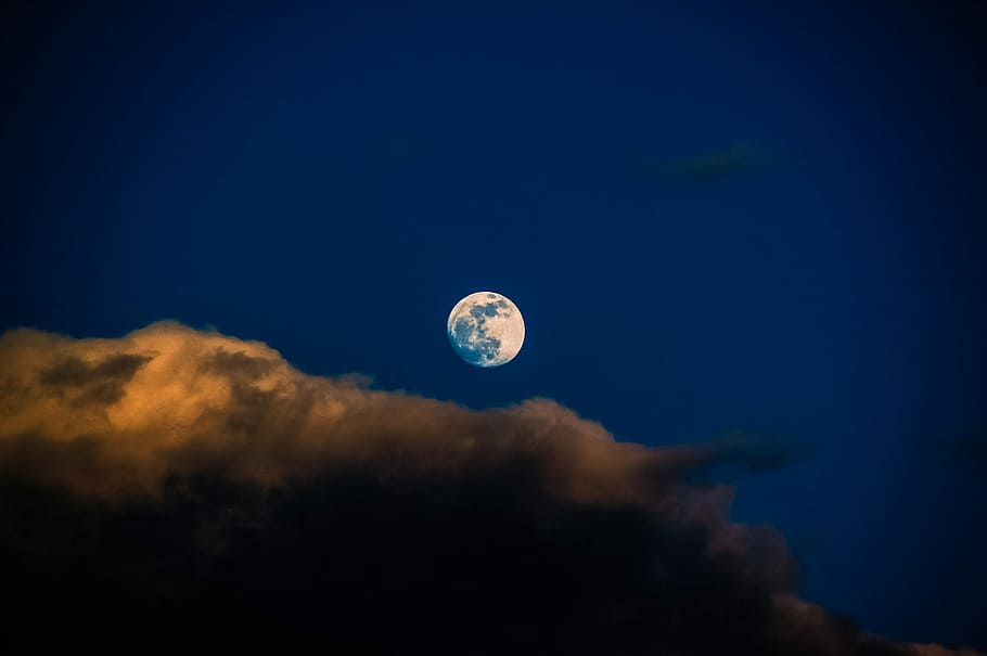 Full Moon, Clouds, Night, sky, greece, astronomy, space, scenics HD wallpaper