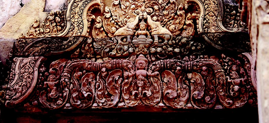 angkor wat, temple, statue, stonework, sculpture, artwork, ancient HD wallpaper