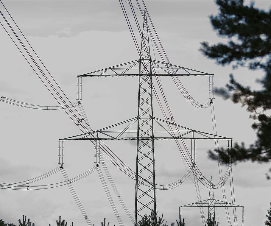 strommast, voltage, electricity, wire, current, high voltage HD wallpaper