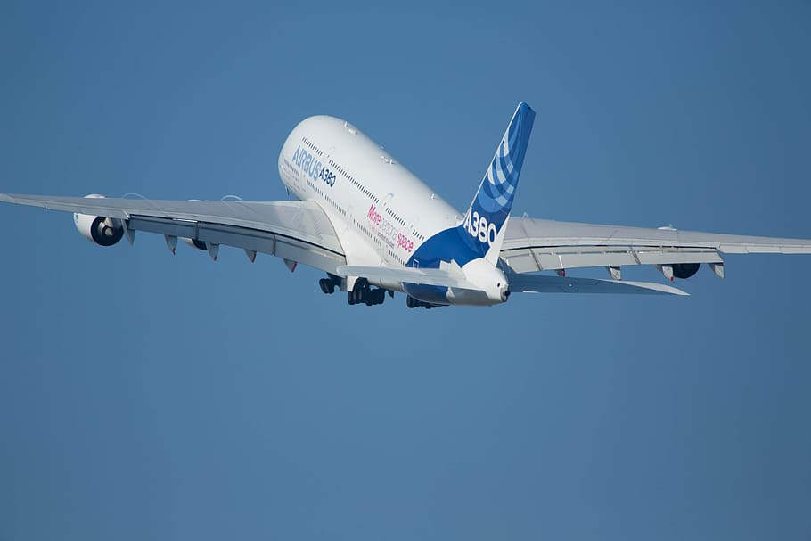 white and blue airline in flight, aircraft, air show, air14, air show air14, HD wallpaper