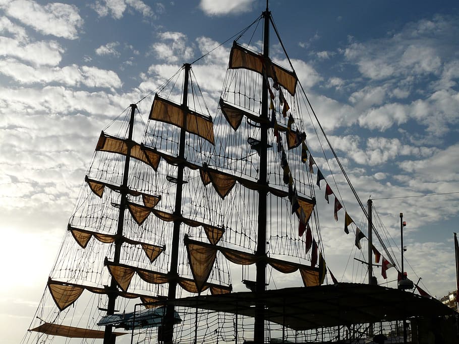 sail, ship, sailing vessel, hoist, hoisted, rigging, good standing, HD wallpaper