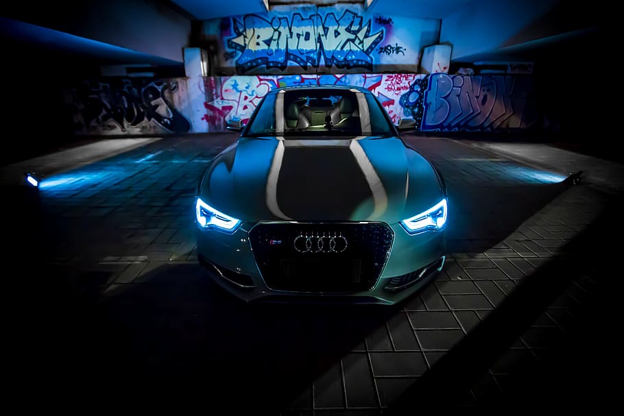 HD wallpaper: green Audi car on gray pevement, automotive, night view,  illuminated | Wallpaper Flare
