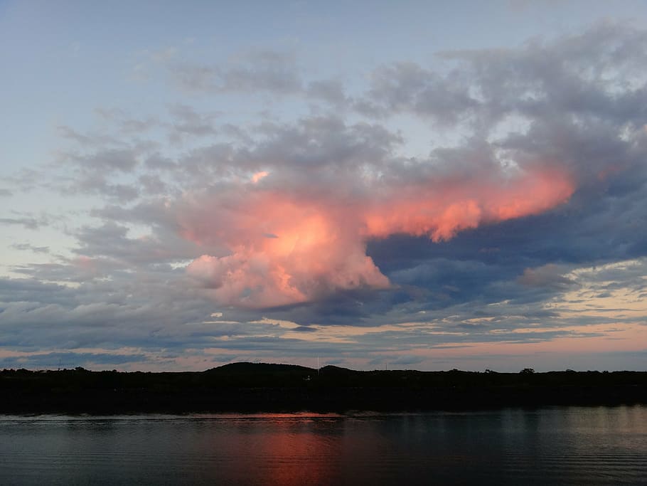 cloud, mackay, australia, sea, sunlight, red, orange, illuminated HD wallpaper