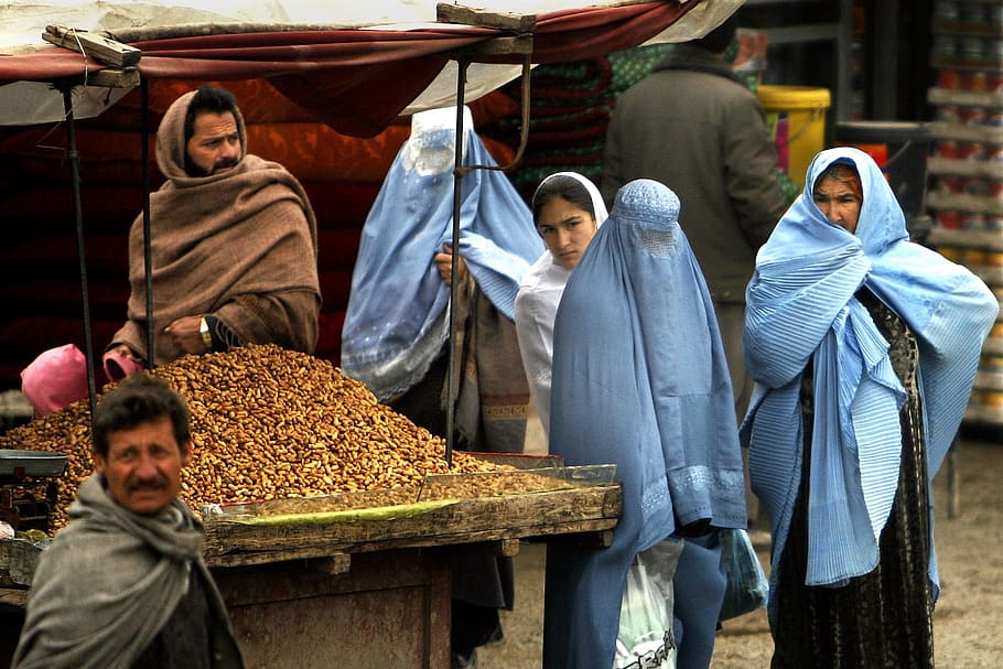 Afghanistan, Women, Man, Market, Goods, urban, village, nature, HD wallpaper