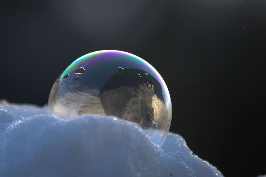soap bubble, frozen bubble, structure, pattern, nature, winter HD wallpaper