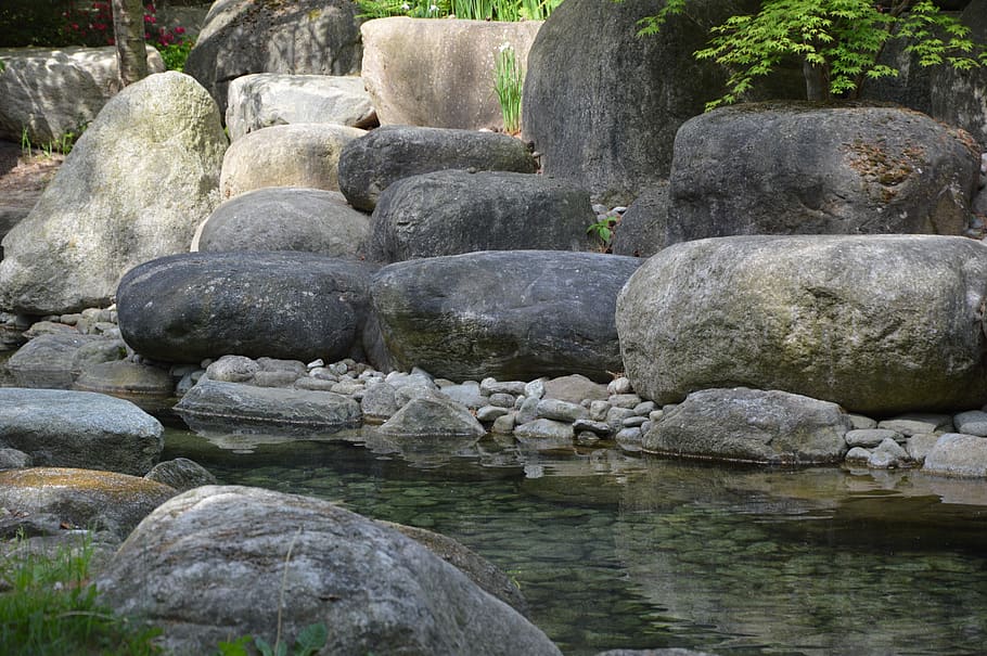 nature, stones, river, rock, solid, rock - object, water, tranquility HD wallpaper