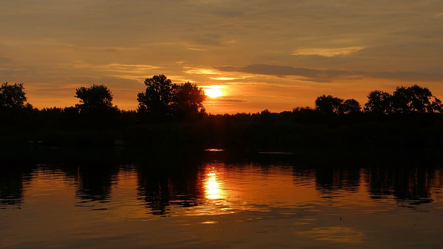 sunset, sky, clouds, abendstimmung, evening sky, afterglow, HD wallpaper