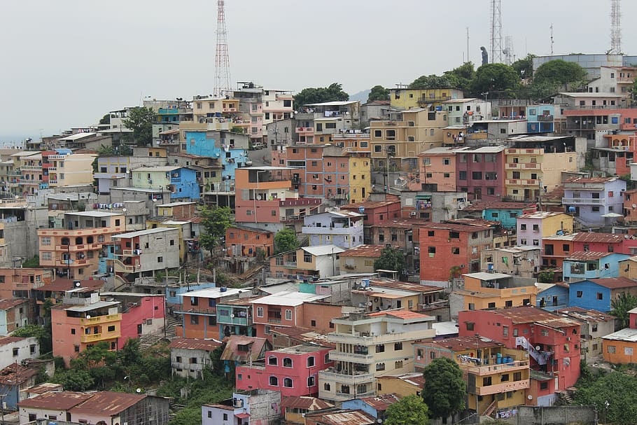 ecuador, colorful, homes, colourful houses, south america, house facade, HD wallpaper