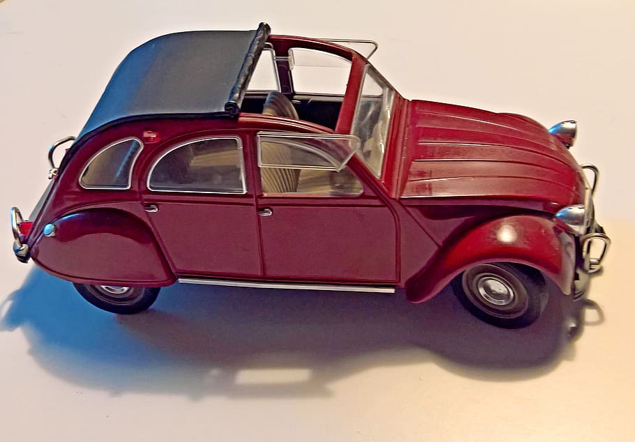 auto, model car, citroen, 2 cv, duck, purple, open roadster HD wallpaper