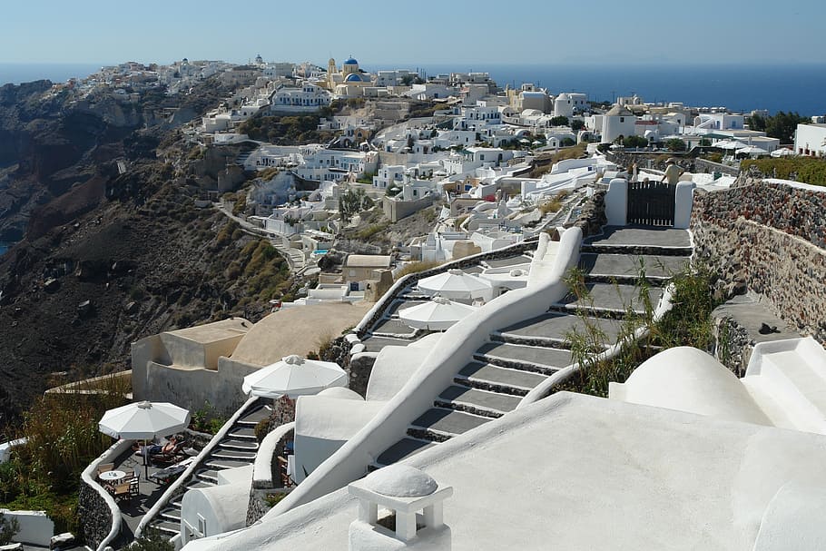santorini, perivolas, accomodation, view, greece, europe, summer HD wallpaper