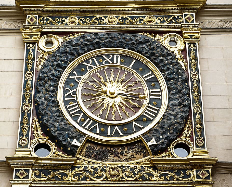 France, Normandy, Rouen, Dial, Clock, architecture, building exterior HD wallpaper