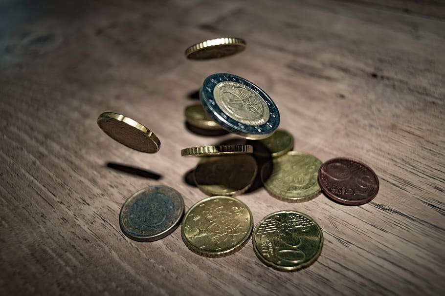 banking, business, cent, close -up, coins, collection, commerce HD wallpaper