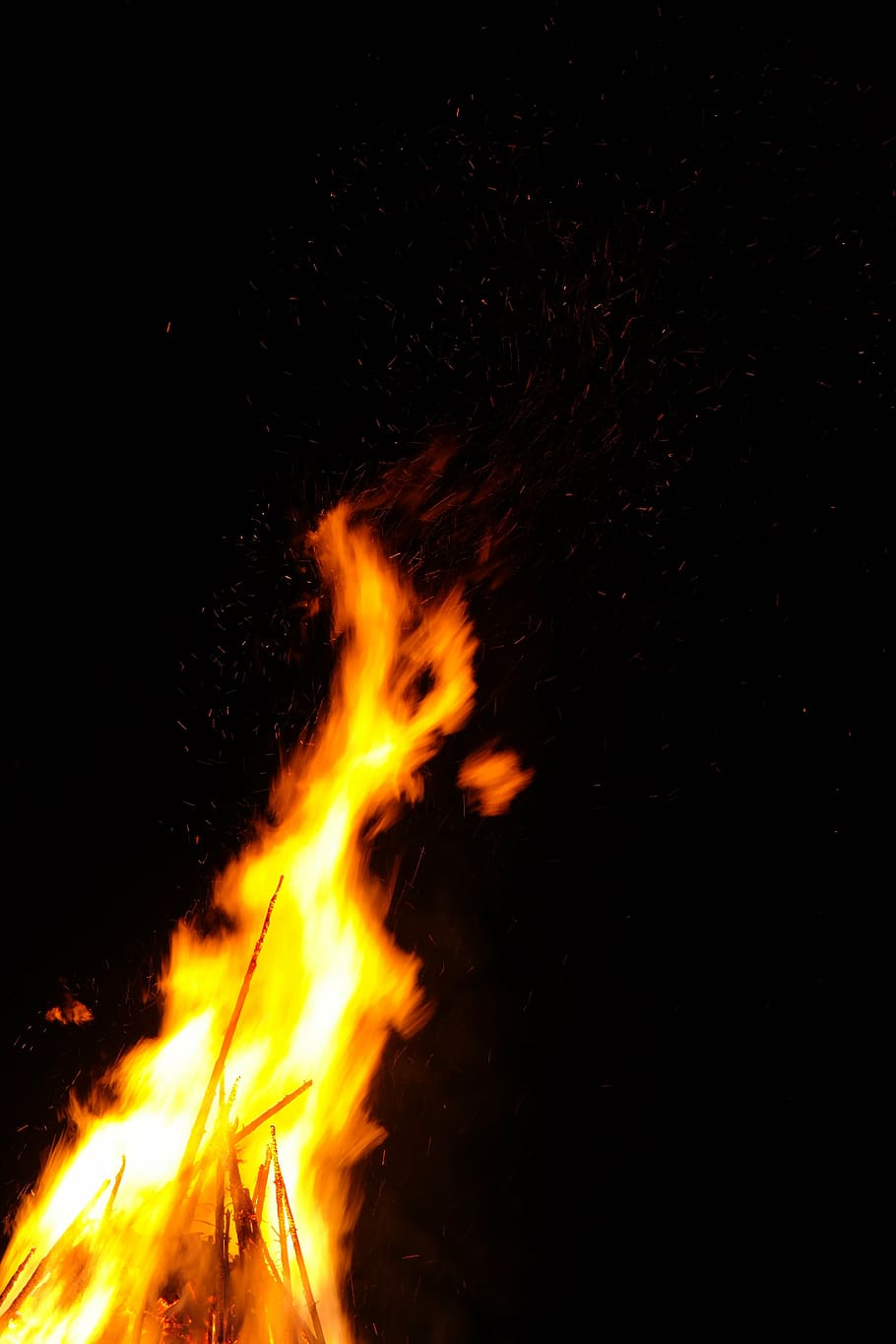 flame, blaze, yellow, campfire, romantic, energy, heat, darting flame HD wallpaper