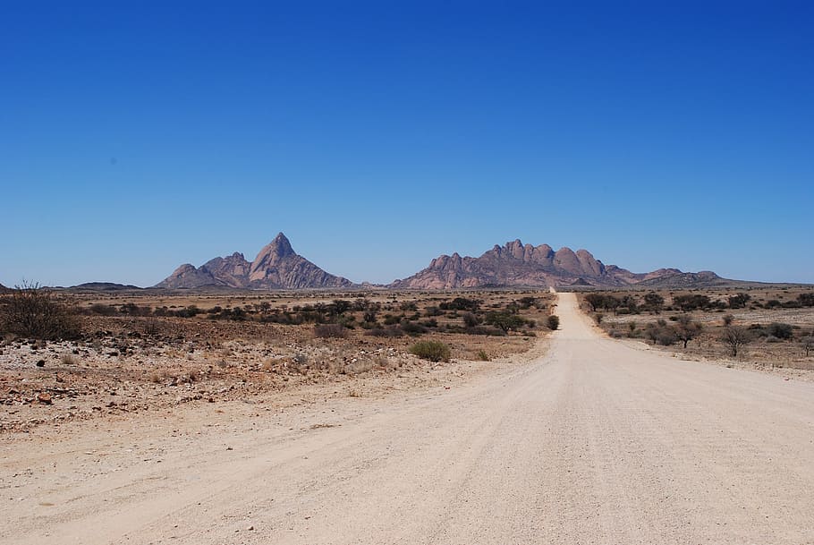 Namibia, Africa, Mountain, Spitzkoppe, landscape, road, desert, HD wallpaper