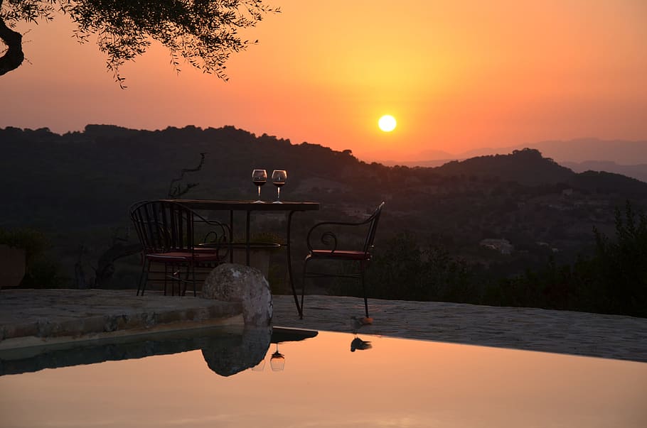 sunset, mallorca, peaceful, mood, afterglow, abendstimmung HD wallpaper