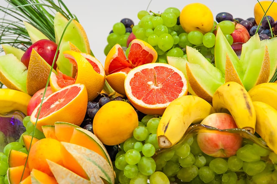 variety of fruits, eating, citrus, dessert, healthy food, sweet, HD wallpaper