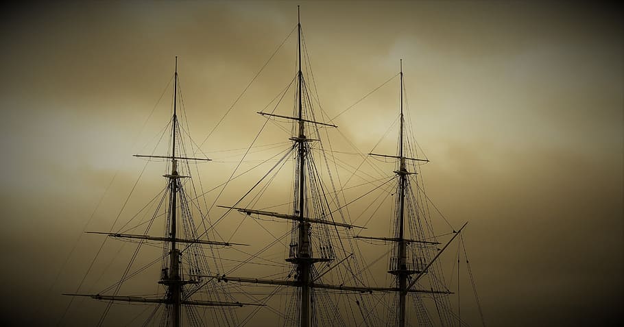 photo of black sailboats, sky, sunset, ship masts, sailing vessel HD wallpaper