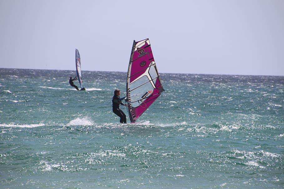 wind surfing, windsurfer, windsport, water sports, sail, sea, HD wallpaper