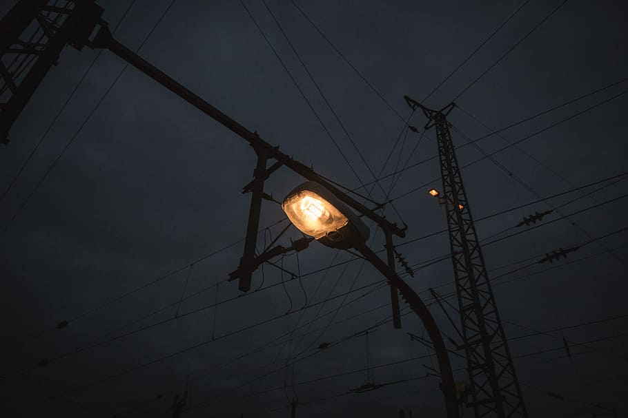 turned on lamp post, post lamp turned-on, light, street light HD wallpaper