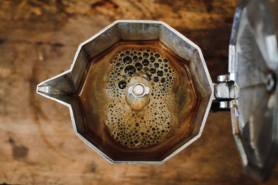 stainless steel pitcher filled with coffee, latte, ice coffee HD wallpaper