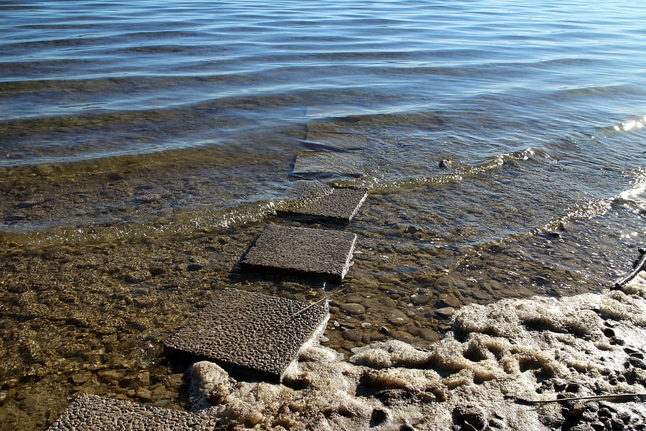 Away, Path, Water, Access, entry, stone slabs, absence, no people HD wallpaper