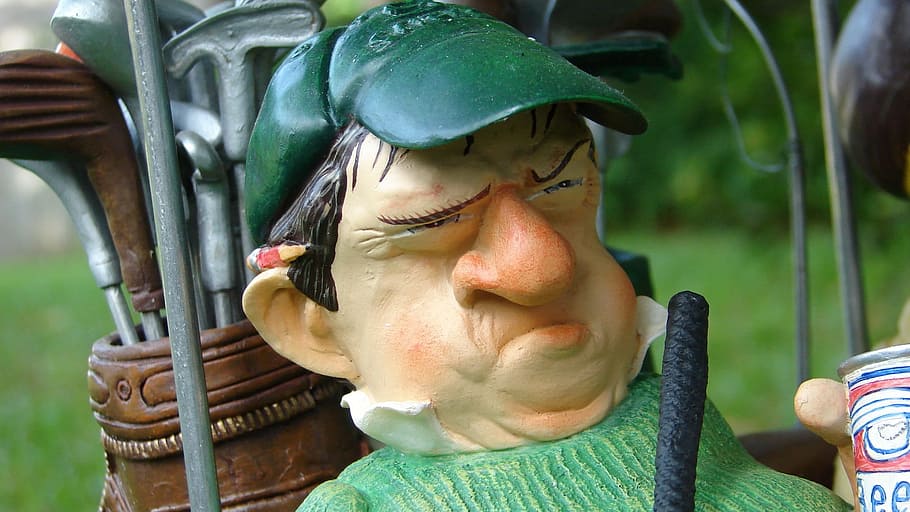 closeup photo of green and brown golf bag, golfer, figure, angry HD wallpaper