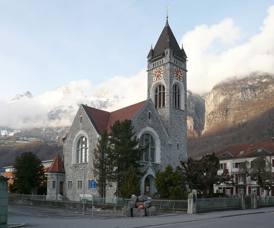 Reformed Church of Walenstadt, Switzerland, buildings, chapel, HD wallpaper